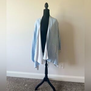 OST Luxury Apparel Cotton Cashmere Gray Open Front Reversible Cape Size M/L
